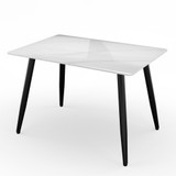 5-Piece Dining Set - 120cm Rectangular Sintered Stone Table and 4 Velvet Chairs with Metal Legs