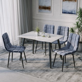5-Piece Dining Set - 120cm Rectangular Sintered Stone Table and 4 Velvet Chairs with Metal Legs