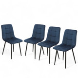 5-Piece Dining Set - 80cm Square Sintered Stone Table and 4 Velvet Chairs with Metal Legs