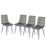 5-Piece Dining Set - 80cm Square Sintered Stone Table and 4 Velvet Chairs with Metal Legs