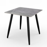 5-Piece Dining Set - 80cm Square Sintered Stone Table and 4 Velvet Chairs with Metal Legs