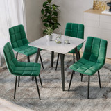 5-Piece Dining Set - 80cm Square Sintered Stone Table and 4 Velvet Chairs with Metal Legs