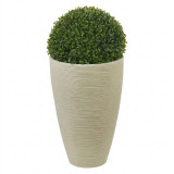 43cm Ribbed Tapered Planter w/ 27cm Buxus Ball