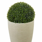 43cm Ribbed Tapered Planter w/ 27cm Buxus Ball