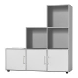 6-Cube Step Shelving Unit With Metal Handle Doors
