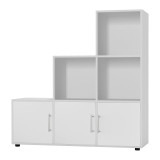 6-Cube Step Shelving Unit With Metal Handle Doors