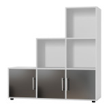 6-Cube Step Shelving Unit With Metal Handle Doors