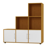 6-Cube Step Shelving Unit With Metal Handle Doors