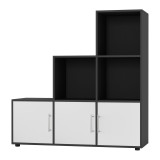 6-Cube Step Shelving Unit With Metal Handle Doors