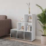 6-Cube Step Shelving Unit With Metal Handle Doors