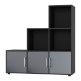 6-Cube Step Shelving Unit With Metal Handle Doors