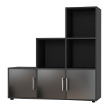 6-Cube Step Shelving Unit With Metal Handle Doors
