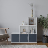 6-Cube Step Shelving Unit With Metal Handle Doors