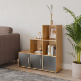 6-Cube Step Shelving Unit With Metal Handle Doors
