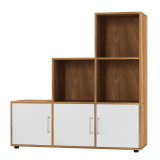 6-Cube Step Shelving Unit With Metal Handle Doors