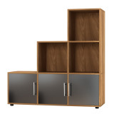 6-Cube Step Shelving Unit With Metal Handle Doors
