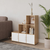 6-Cube Step Shelving Unit With Metal Handle Doors