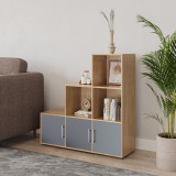 6-Cube Step Shelving Unit With Metal Handle Doors