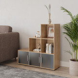 6-Cube Step Shelving Unit With Metal Handle Doors