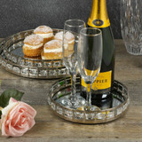 Round Silver Mirror Tray