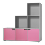 6-Cube Step Shelving Unit With Wooden Door