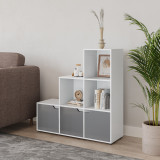 6-Cube Step Shelving Unit With Wooden Door