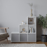 6-Cube Step Shelving Unit With Wooden Door
