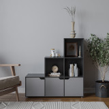 6-Cube Step Shelving Unit With Wooden Door