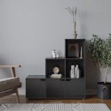 6-Cube Step Shelving Unit With Wooden Door
