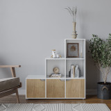 6-Cube Step Shelving Unit With Wooden Door