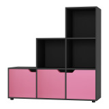 6-Cube Step Shelving Unit With Wooden Door
