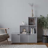 6-Cube Step Shelving Unit With Wooden Door