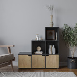 6-Cube Step Shelving Unit With Wooden Door