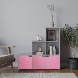 6-Cube Step Shelving Unit With Wooden Door