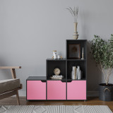 6-Cube Step Shelving Unit With Wooden Door
