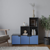 6-Cube Step Shelving Unit With Wooden Door