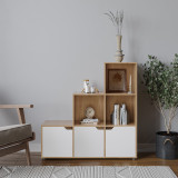 6-Cube Step Shelving Unit With Wooden Door