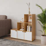 6-Cube Step Shelving Unit With Wooden Door