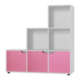 6-Cube Step Shelving Unit With Wooden Door