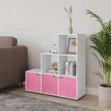 6-Cube Step Shelving Unit With Wooden Door