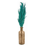 33cm Glass Vase with Green Pampas Plume