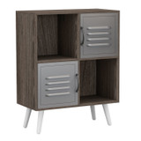 4-Cube Storage Unit with 2 Metal Doors and Legs