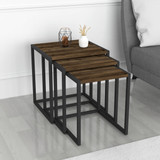 3 Pcs Metal & Wood Nesting Side Tables