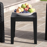 3-Pc Black Rattan Effect 2 Armchairs and Side Table Garden Bistro Set