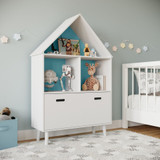 House-Shaped Kids Storage Cabinet with Reversible Pink/Blue Backboard