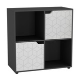 4 -Cube Shelving Unit With Geo Doors - Square