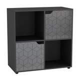 4 -Cube Shelving Unit With Geo Doors - Square
