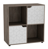4 -Cube Shelving Unit With Geo Doors - Square