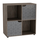 4 -Cube Shelving Unit With Geo Doors - Square