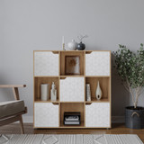 White 9-Cube Shelving Unit With Geo Doors - Square